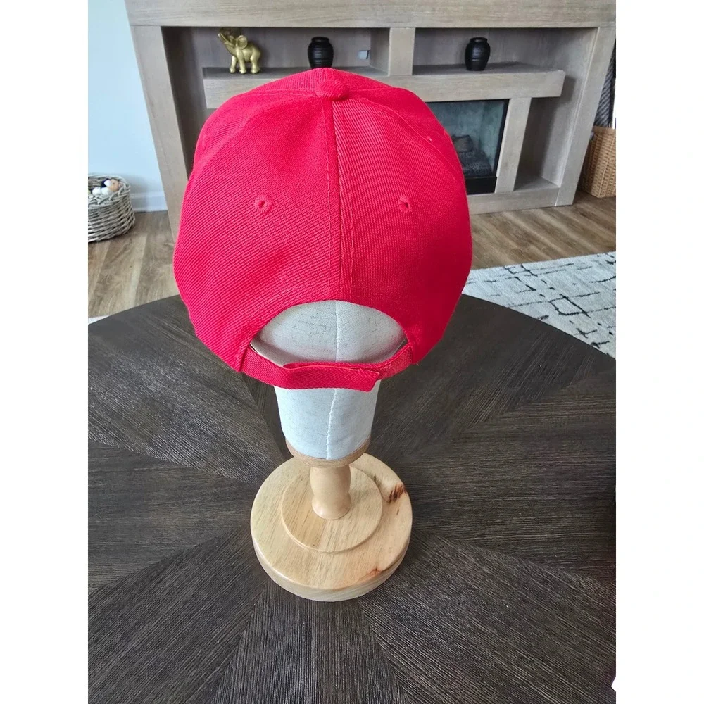 Georgia Red Baseball Cap Hat White Script Embroidery Adjustable Hook Loop Strap
